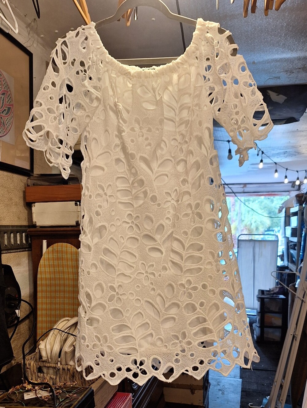 White Lace Cutout Mini Dress